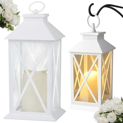 Verk 12386 Dekorativní LED lucerna se svíčkou, 28 cm, 3x AAA baterie, bílá
