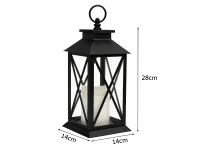 Verk 12386 Dekorativní LED lucerna se svíčkou, 28 cm, 3x AAA baterie, černá