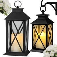 Verk 12386 Dekorativní LED lucerna se svíčkou, 28 cm, 3x AAA baterie, černá