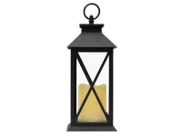 Verk 12386 Dekorativní LED lucerna se svíčkou, 28 cm, 3x AAA baterie, černá
