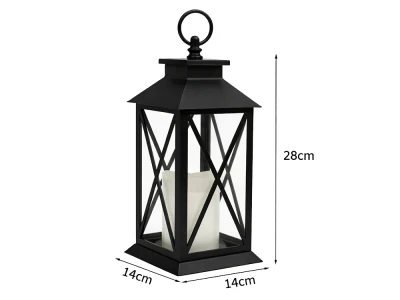 Verk 12386 Dekorativní LED lucerna se svíčkou, 28 cm, 3x AAA baterie, černá