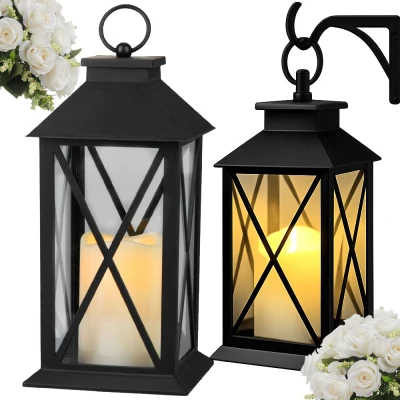 Verk 12386 Dekorativní LED lucerna se svíčkou, 28 cm, 3x AAA baterie, černá