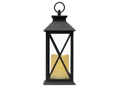 Verk 12386 Dekorativní LED lucerna se svíčkou, 28 cm, 3x AAA baterie, černá