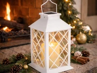 Verk 12387 Dekoratívna LED lucerna so sviečkou, 28 cm, solárny panel, biela