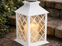 Verk 12387 Dekoratívna LED lucerna so sviečkou, 28 cm, solárny panel, biela