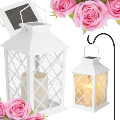 Verk 12387 Dekoratívna LED lucerna so sviečkou, 28 cm, solárny panel, biela