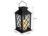 Verk 12387 Dekorativní LED lucerna se svíčkou, 28 cm, solární panel, černá