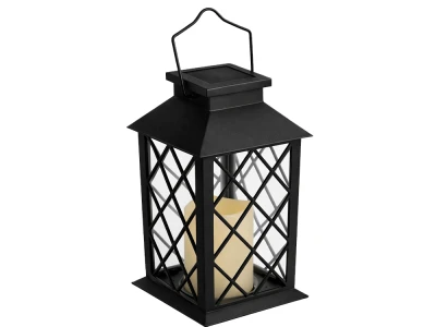 Verk 12387 Dekorativní LED lucerna se svíčkou, 28 cm, solární panel, černá
