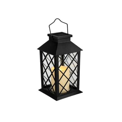 Verk 12387 Dekorativní LED lucerna se svíčkou, 28 cm, solární panel, černá