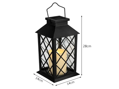 Verk 12387 Dekorativní LED lucerna se svíčkou, 28 cm, solární panel, černá