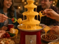 Verk 07554 Čokoládová fontána na fondue, 3 úrovne, 65 W, 230 V, 50 Hz, červená