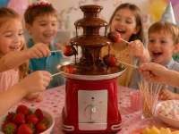 Verk 07554 Čokoládová fontána na fondue, 3 úrovne, 65 W, 230 V, 50 Hz, červená