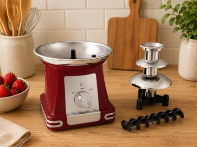 Verk 07554 Čokoládová fontána na fondue, 3 úrovne, 65 W, 230 V, 50 Hz, červená