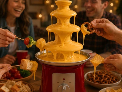 Verk 07554 Čokoládová fontána na fondue, 3 úrovne, 65 W, 230 V, 50 Hz, červená