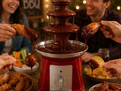 Verk 07554 Čokoládová fontána na fondue, 3 úrovne, 65 W, 230 V, 50 Hz, červená
