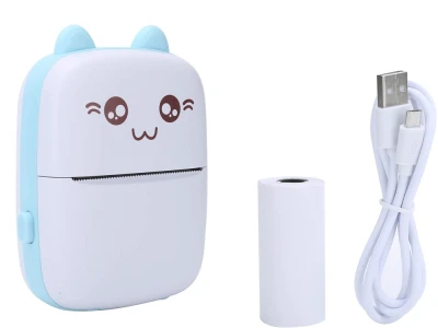 Verk 27319 Mini termotlačiareň na fotografické štítky, Bluetooth, modrá mačka