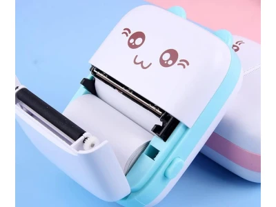 Verk 27319 Mini termotlačiareň na fotografické štítky, Bluetooth, modrá mačka