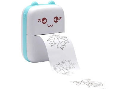 Verk 27319 Mini termotlačiareň na fotografické štítky, Bluetooth, modrá mačka