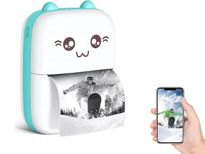 Verk 27319 Mini termotlačiareň na fotografické štítky, Bluetooth, modrá mačka