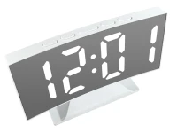 Verk 27630 Multifunkční LED zrcadlové hodiny s budíkem, USB, bílé