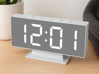 Verk 27630 Multifunkční LED zrcadlové hodiny s budíkem, USB, bílé
