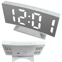 Verk 27630 Multifunkční LED zrcadlové hodiny s budíkem, USB, bílé