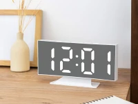 Verk 27630 Multifunkční LED zrcadlové hodiny s budíkem, USB, bílé