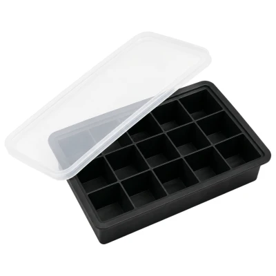 Verk 07462 Silikónová forma na kocky ľadu XXL s vekom, 15 kociek, čierna