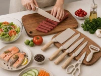 Verk 07513 Sada kuchyňských nožů - 4 nože, nůžky a škrabka, bílá