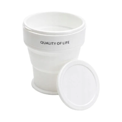 Verk 07527 Skladací silikónový pohár s viečkom 200 ml, biely