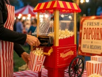Verk 07552 Stroj na popcorn, retro vozík,1200 W, červený