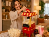 Verk 07552 Stroj na popcorn, retro vozík,1200 W, červený