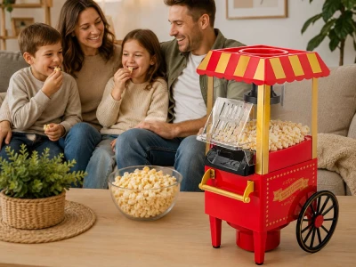 Verk 07552 Stroj na popcorn, retro vozík,1200 W, červený