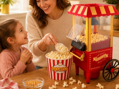Verk 07552 Stroj na popcorn, retro vozík,1200 W, červený