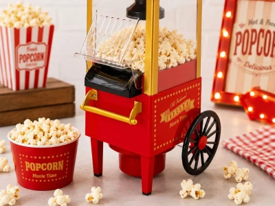 Verk 07552 Stroj na popcorn, retro vozík,1200 W, červený