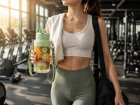 Verk 07558 Prenosný mixér na smoothie so slamkou a popruhom, USB, 1200 ml, zelený