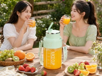 Verk 07558 Prenosný mixér na smoothie so slamkou a popruhom, USB, 1200 ml, zelený