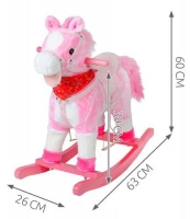 ISO 4588 Houpací kůň se zvuky - růžový 65 cm