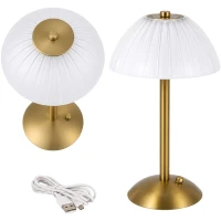 Verk 12432 Bezdrôtová LED stolná lampa, 800 mAh, USB-C, 3 farby svetla, zlatá