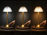 Verk 12432 Bezdrôtová LED stolná lampa, 800 mAh, USB-C, 3 farby svetla, zlatá