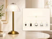 Verk 12432 Bezdrôtová LED stolná lampa, 800 mAh, USB-C, 3 farby svetla, zlatá