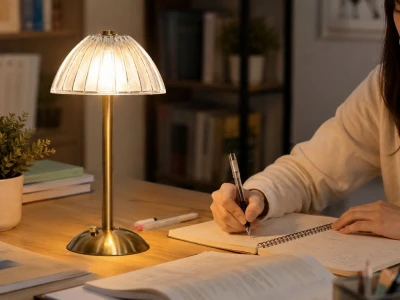Verk 12432 Bezdrôtová LED stolná lampa, 800 mAh, USB-C, 3 farby svetla, zlatá