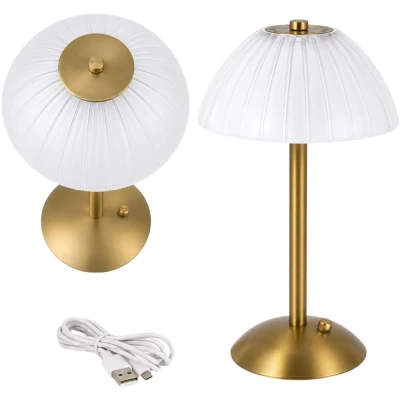Verk 12432 Bezdrôtová LED stolná lampa, 800 mAh, USB-C, 3 farby svetla, zlatá