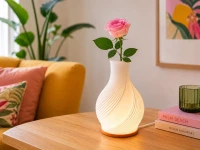 Verk 12447 Dekoratívna LED váza s osvetlením 2 v 1, 3 farby svetla, biela