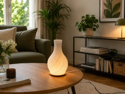 Verk 12447 Dekoratívna LED váza s osvetlením 2 v 1, 3 farby svetla, biela