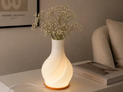 Verk 12447 Dekoratívna LED váza s osvetlením 2 v 1, 3 farby svetla, biela