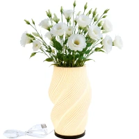 Verk 12448 Dekorativní LED RGB váza s osvětlením 2 v 1, dálkové ovládání, bílá