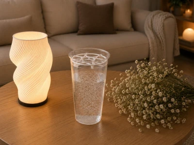 Verk 12448 Dekorativní LED RGB váza s osvětlením 2 v 1, dálkové ovládání, bílá