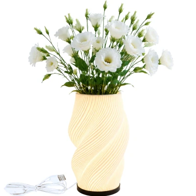 Verk 12448 Dekorativní LED RGB váza s osvětlením 2 v 1, dálkové ovládání, bílá