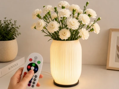 Verk 12449 Dekoratívna LED RGB váza s osvetlením 2 v 1, diaľkové ovládanie, biela